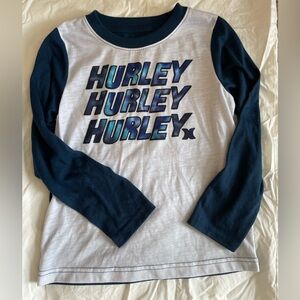 Hurley Kids Long Sleeve Tee - White and Navy size 6